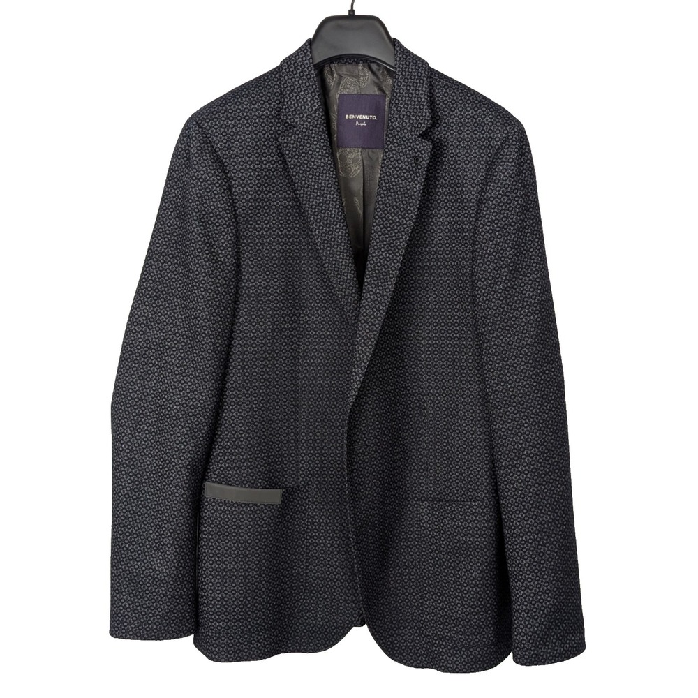 Benvenuto Purple Orell 360 Navy Skull Lining Blazer 40R / EU 50 Slim Fit